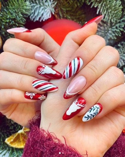 Classic Candy Cane Stripes nails