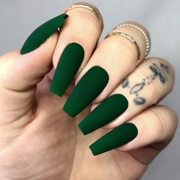 Green Velvet Matte Nails