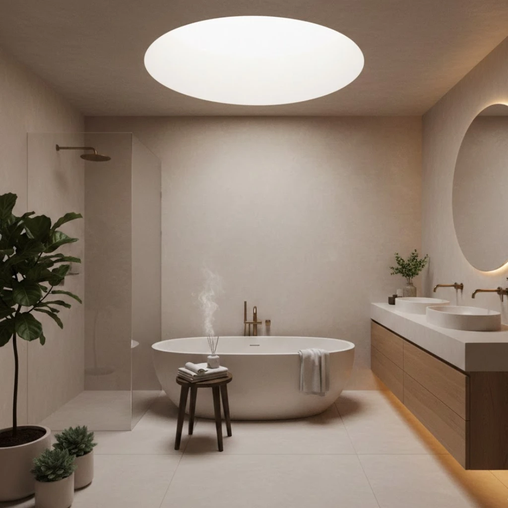 Micro cement bathroom walls with smooth modern finish.