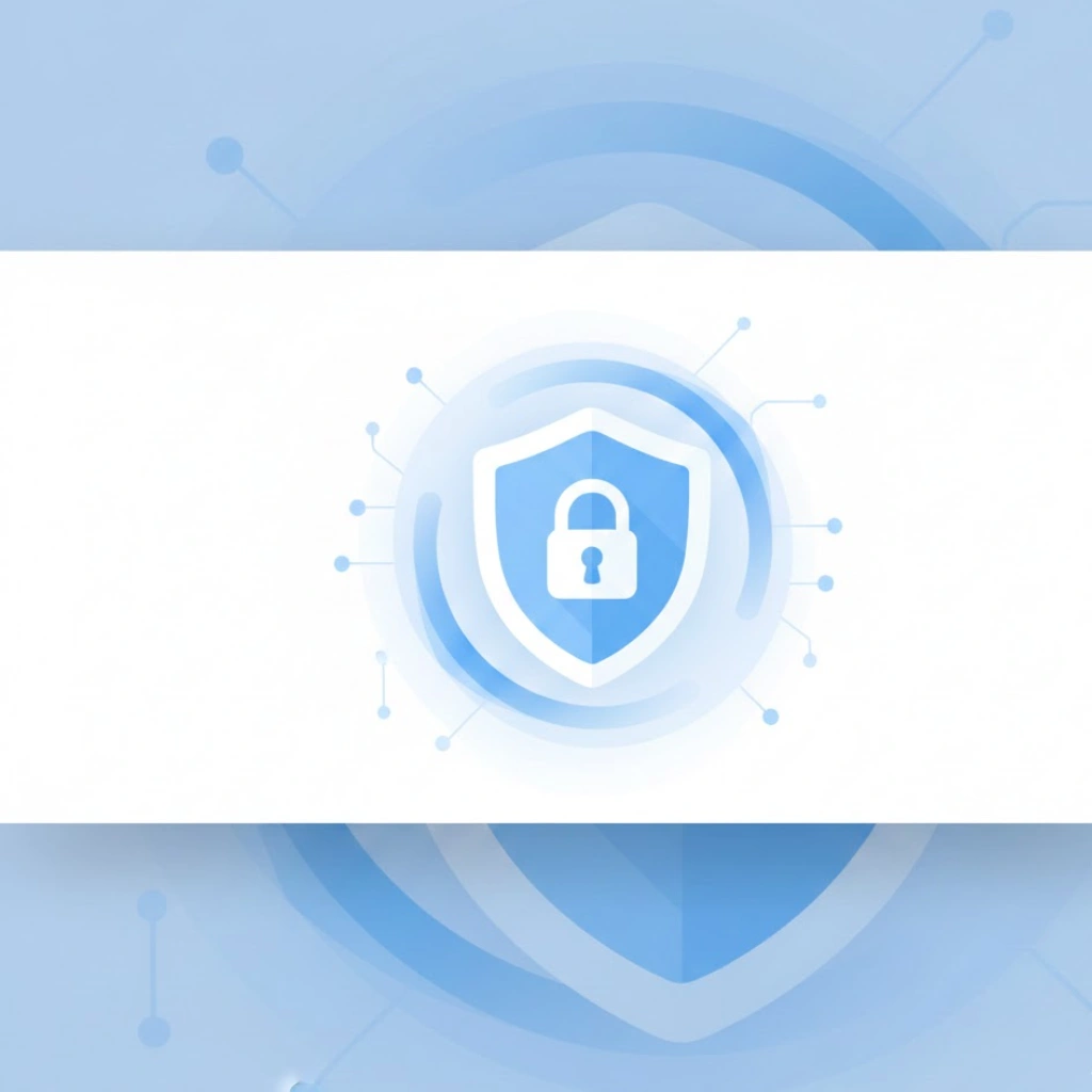_Modern minimal Privacy Policy banner featuring security icons like shield and lock in soft blue and white colors._