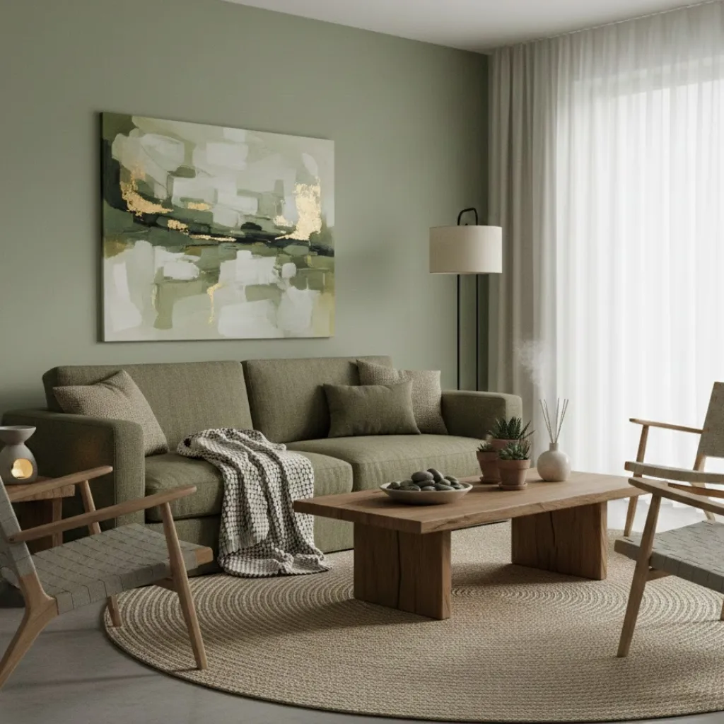Minimalist luxury living room with elegant furniture and a neutral color palette.