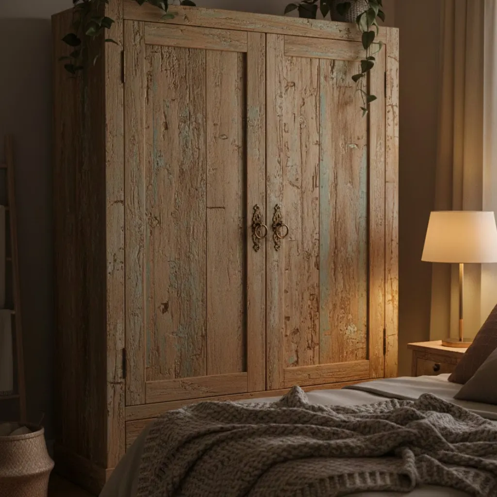 Rustic style wardrobe creating a warm and cozy bedrooms