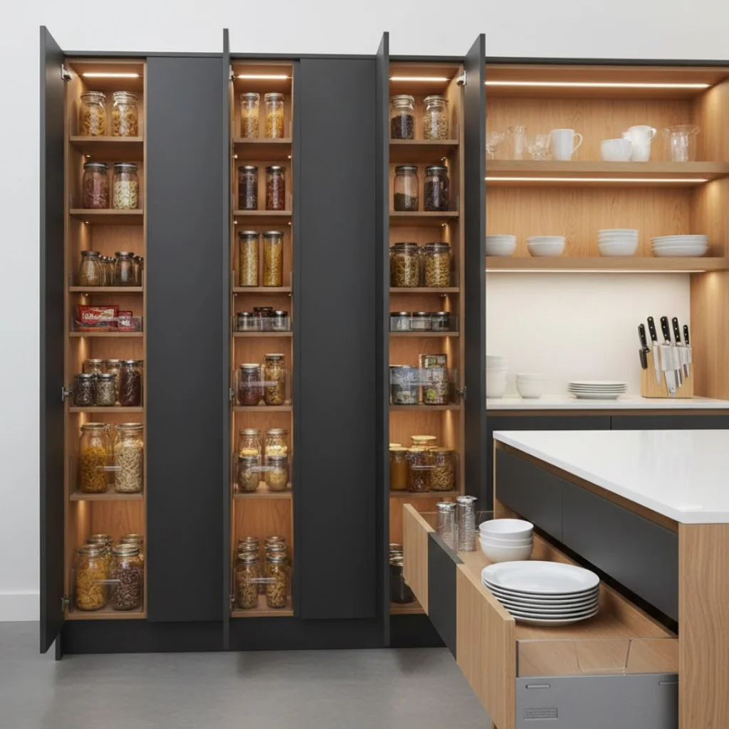 Smart kitchen storage solutions with pull-out drawers