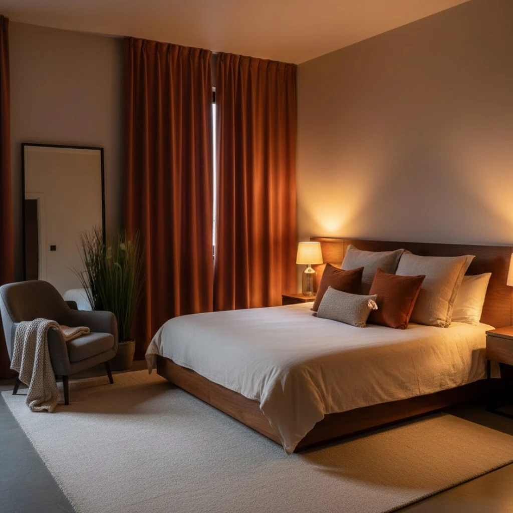 Soft ambient lighting ideas for a cozy small bedroom