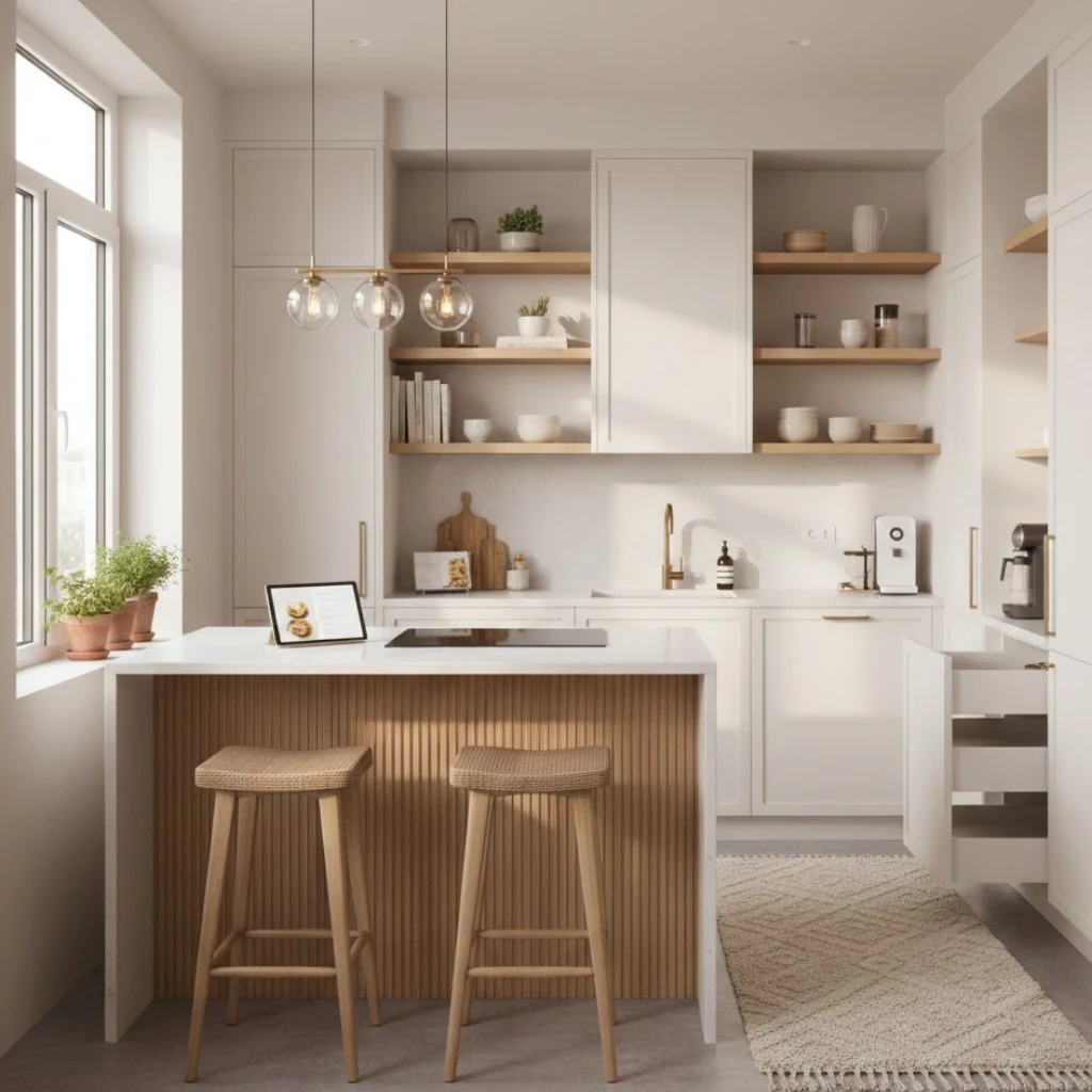 10 inspiring small kitchen ideas featuring smart layouts, modern design, and space-saving storage solutions