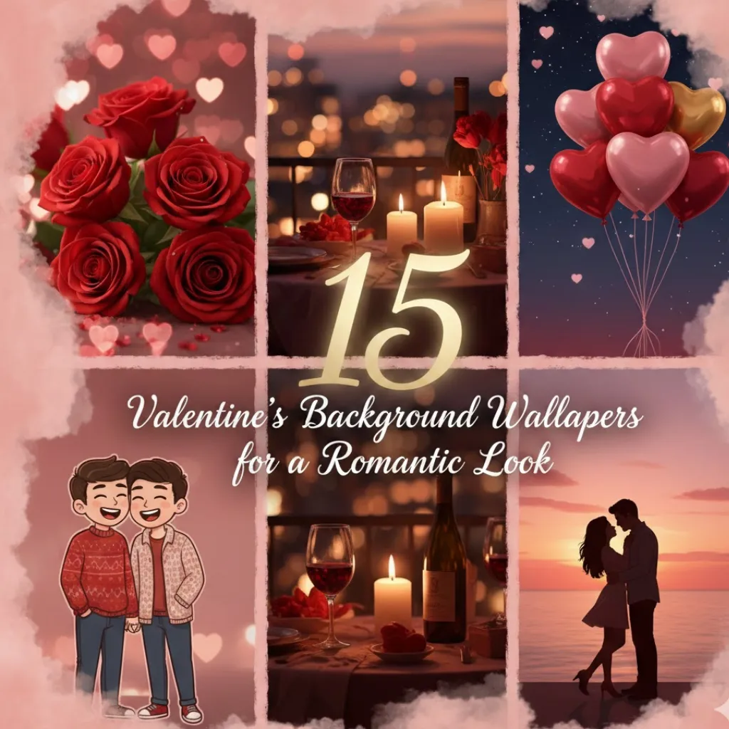 15 Valentine’s background wallpapers featuring romantic Valentine backgrounds with hearts, roses, and love-themed designs