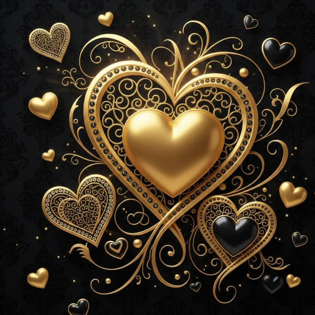 Black and gold luxury romantic Valentine background wallpaper