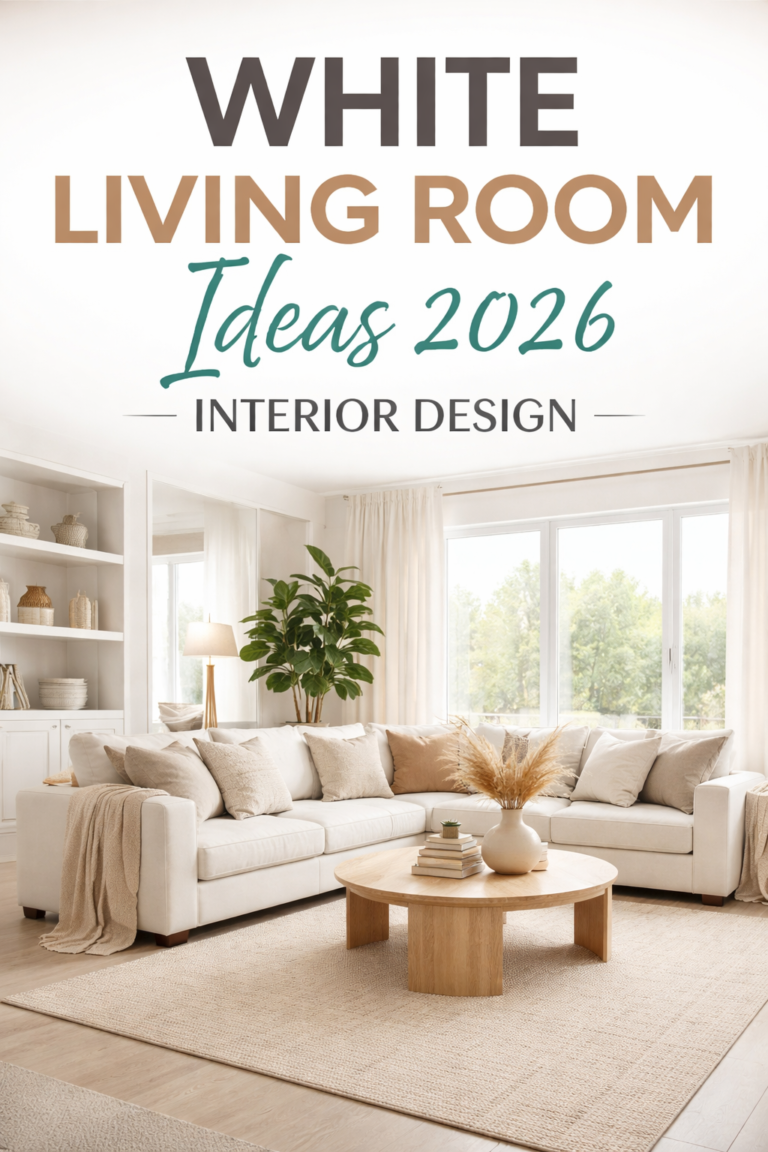 White living room with personal decor, framed photos, neutral sofa, cozy lived-in interior