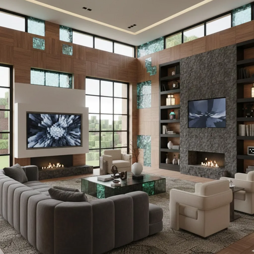 Creative minecraft home decor ideas blending modern interior design with pixel inspired elements