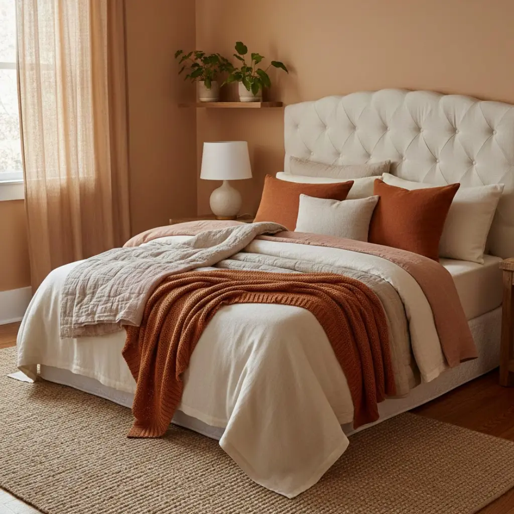 Fabric headboard idea for cozy bedroom