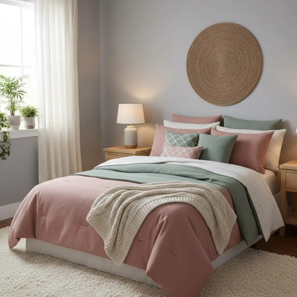 Matching bedding colors for a cozy bedroom