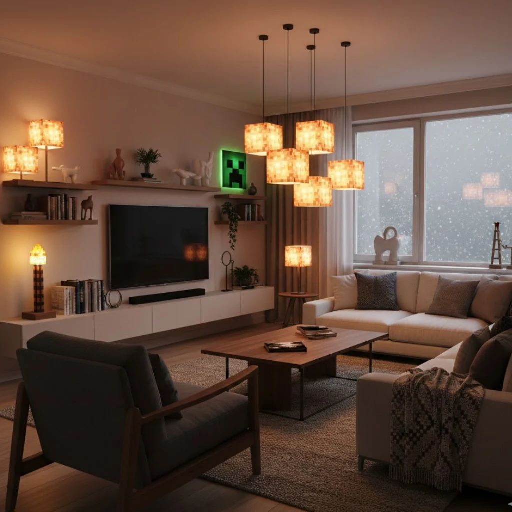 Minecraft home decor real lighting inspired by glowstone blocks for a warm atmosphere