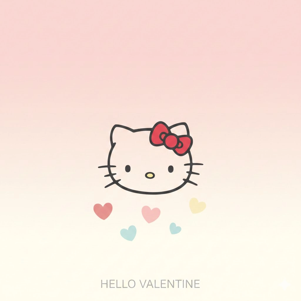 Minimal Hello Kitty Valentines background for phone