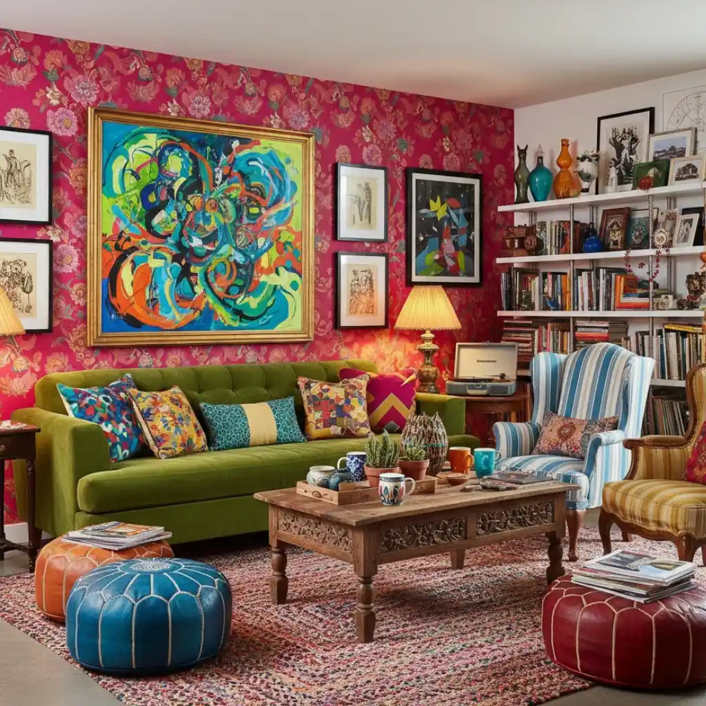 Pink wallpaper ideas for eclectic spaces with bold patterns and creative decor.