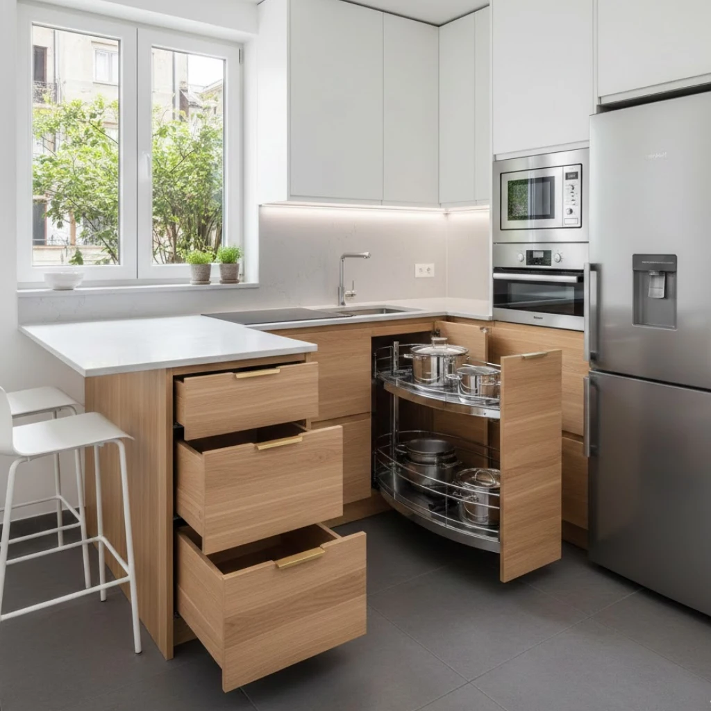 Small kitchen ideas remodel showcasing smart storage upgrades and modern functionality (1)