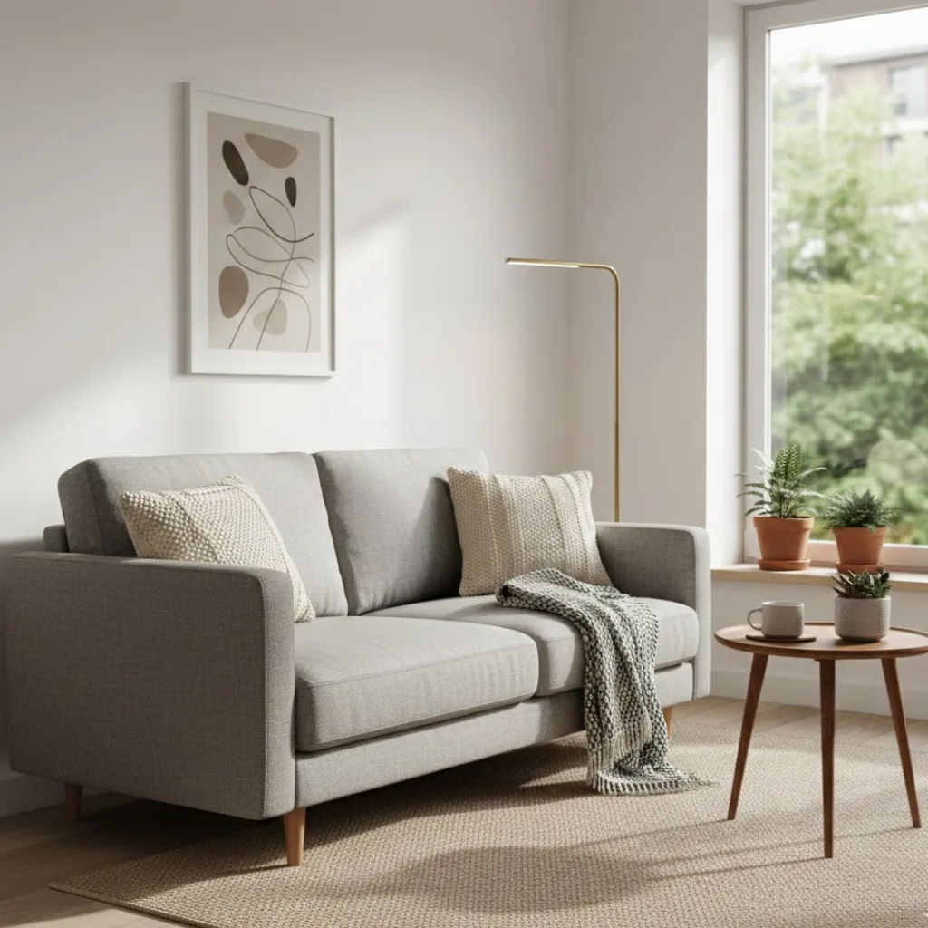 Small living room decor idea using a compact sofa for better space management