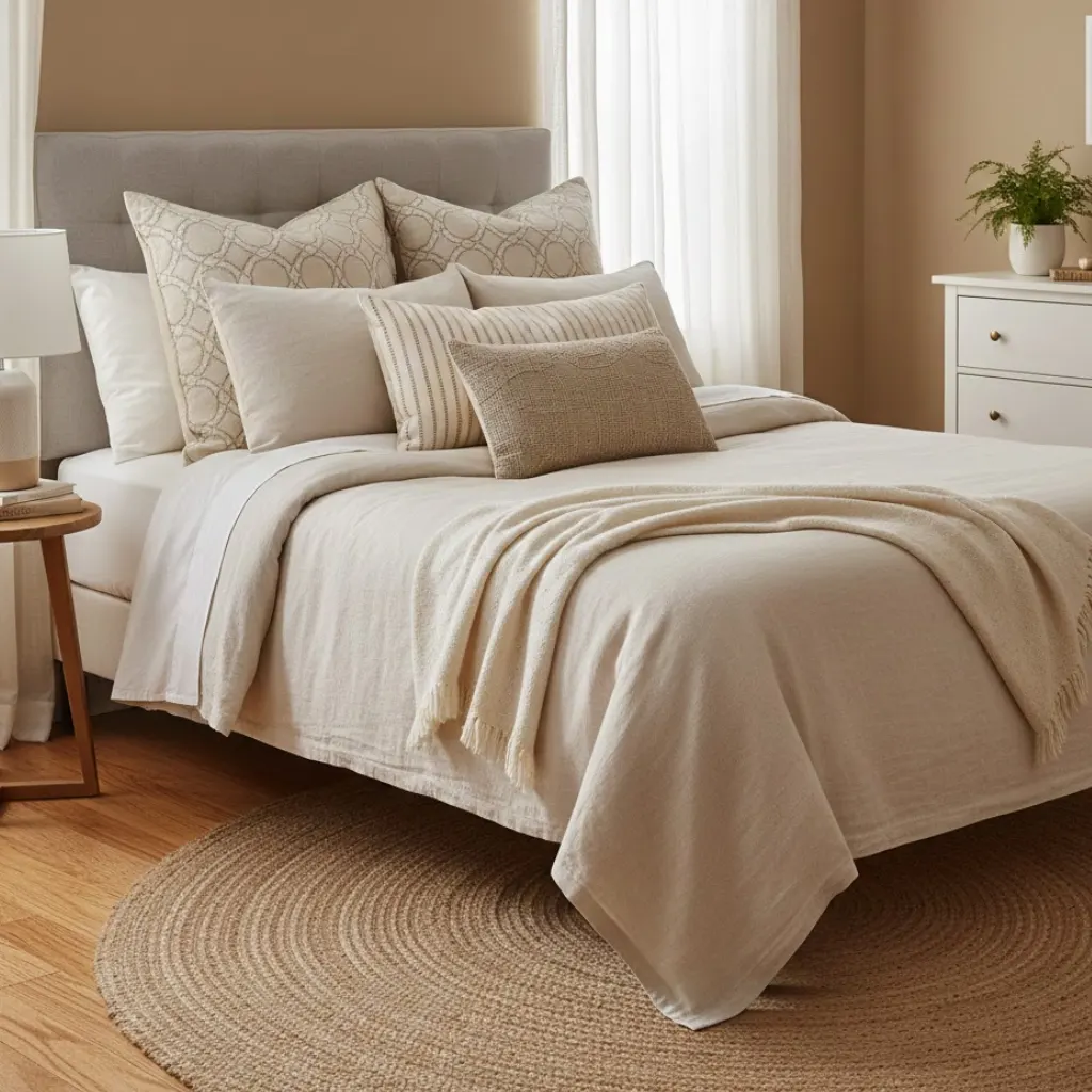 Subtle patterns in cozy bedroom decor