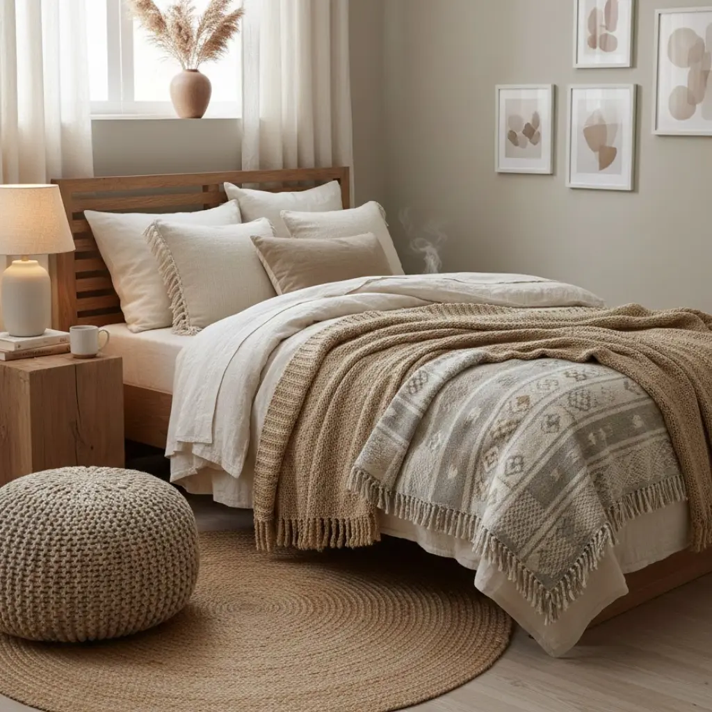 Textured decor ideas for a cozy bedroom