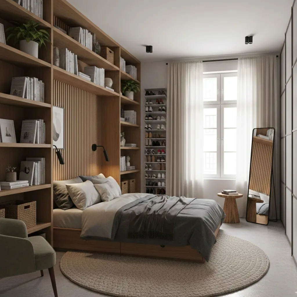 Vertical storage ideas for small bedrooms