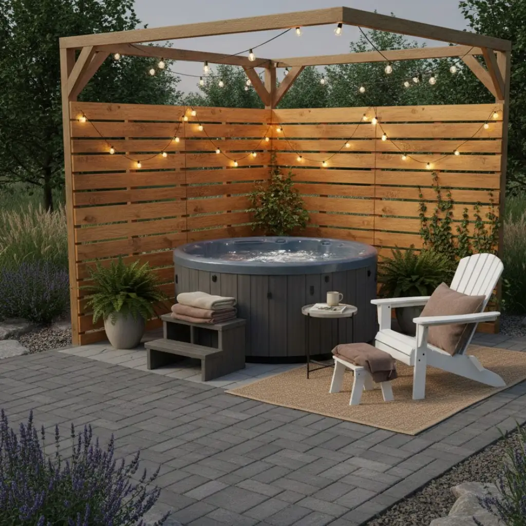 Budget-friendly outdoor jacuzzi setup that looks stylish and inviting