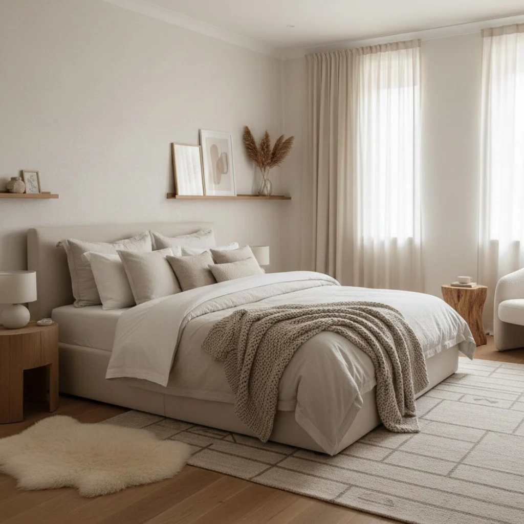 Comfortable and stylish bedroom showing cozy bedroom ideas aesthetic comfy with a balanced modern look.
