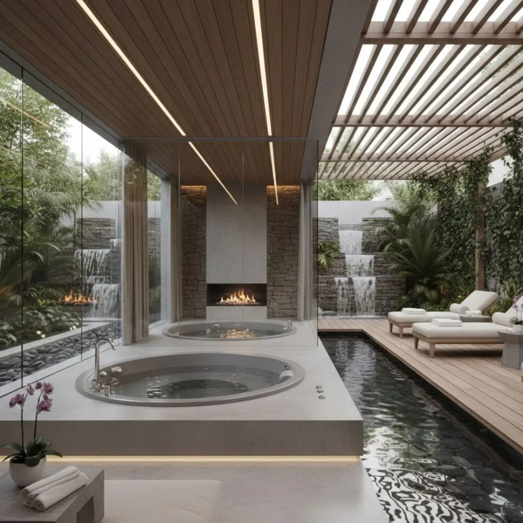 Indoor-outdoor inspired jacuzzi design blending comfort and luxury
