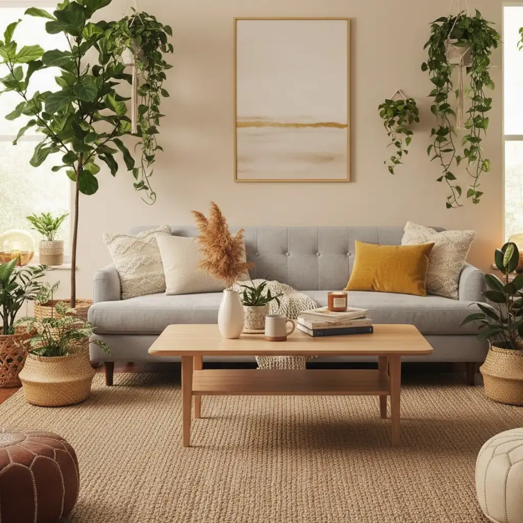 Minimal yellow living room ideas with soft accent decor.