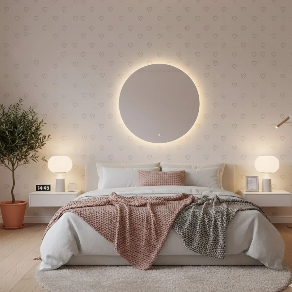 Minimalist romantic wallpaper aesthetic with soft patterns and neutral tones for a modern love-inspired room.