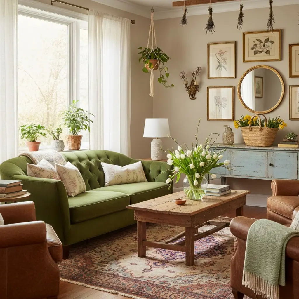 Mixing existing decor with new spring pieces for a refreshed home look.
