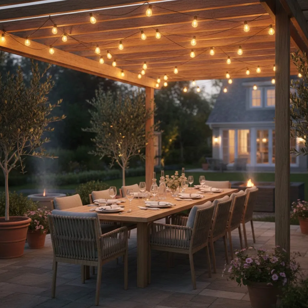 Pergola ideas patio with outdoor dining setup