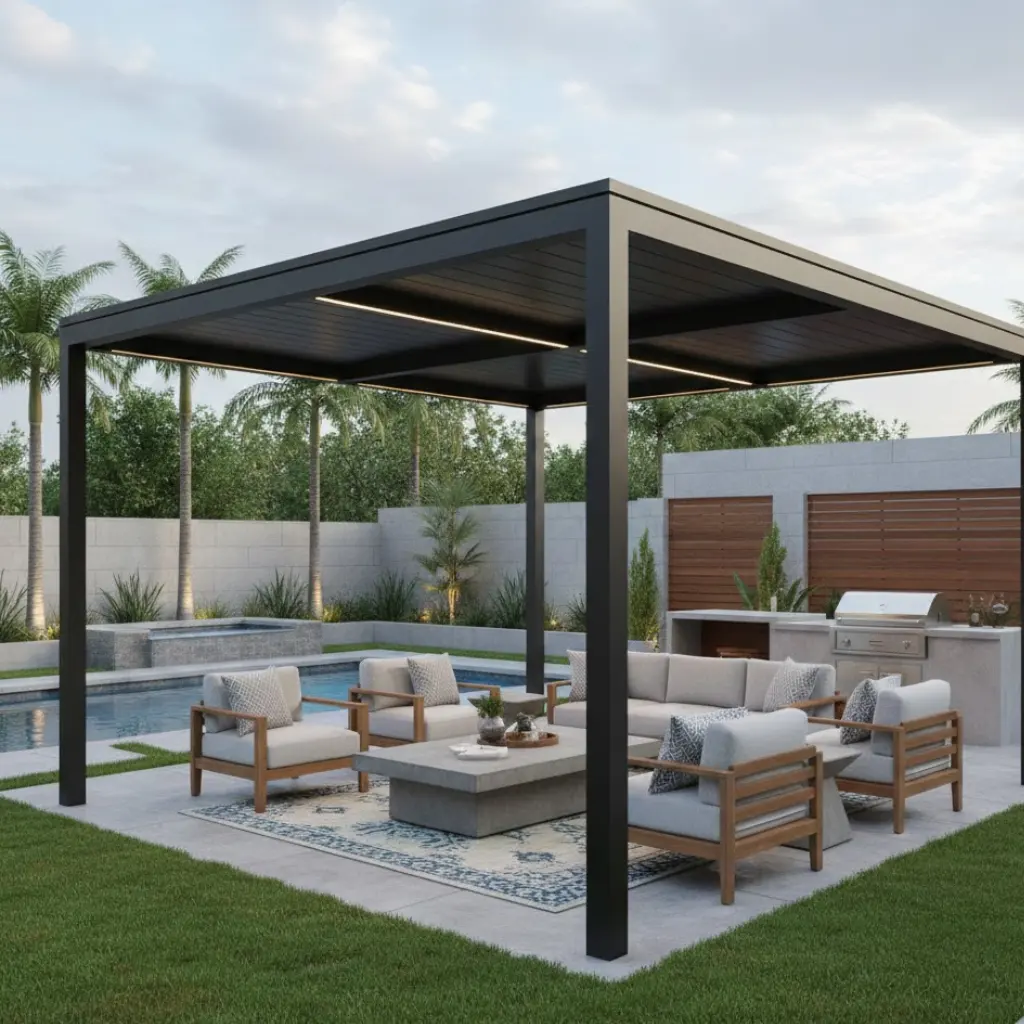 Pergola ideas with roof for all-weather outdoor living