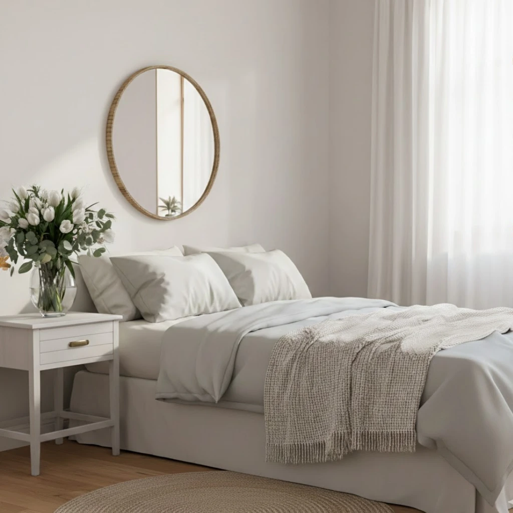 Small spring accents refreshing a bedroom space. (1)