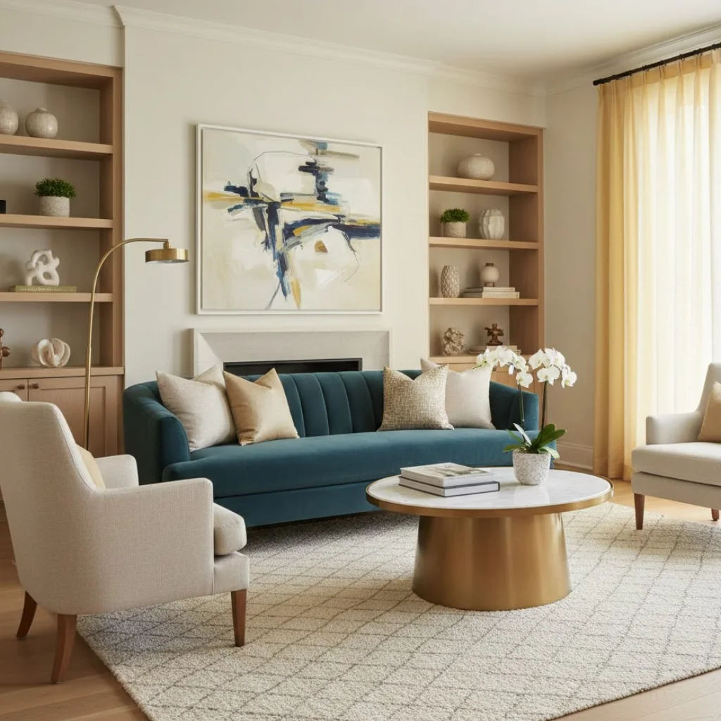 Teal and yellow curtains living room ideas with modern elegance.