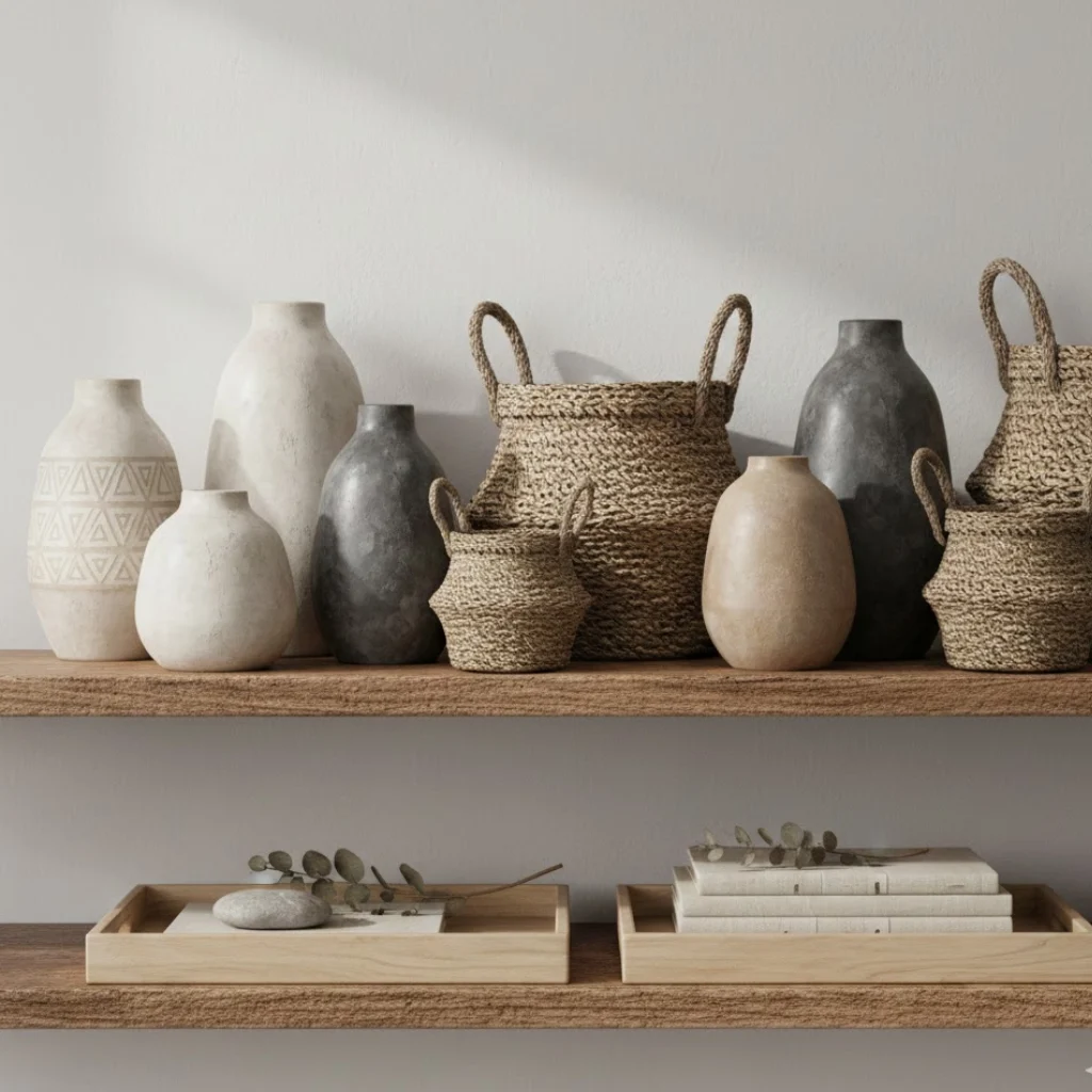 Versatile neutral decor pieces suitable for spring styling.
