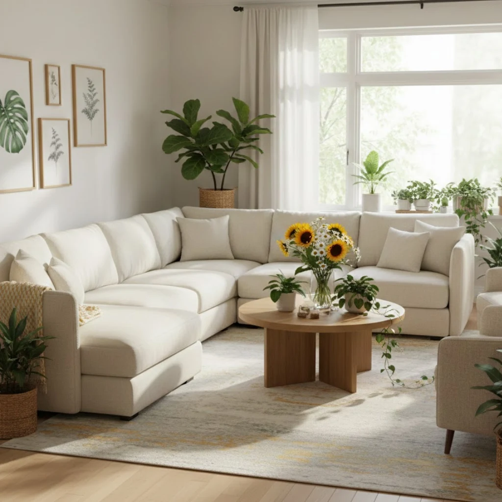 Yellow floral living room decor ideas with fresh and vibrant look.