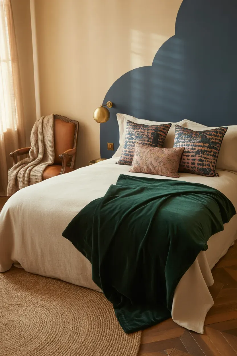 Guest room ideas using bold colors patterns and mixed textures for a boutique look