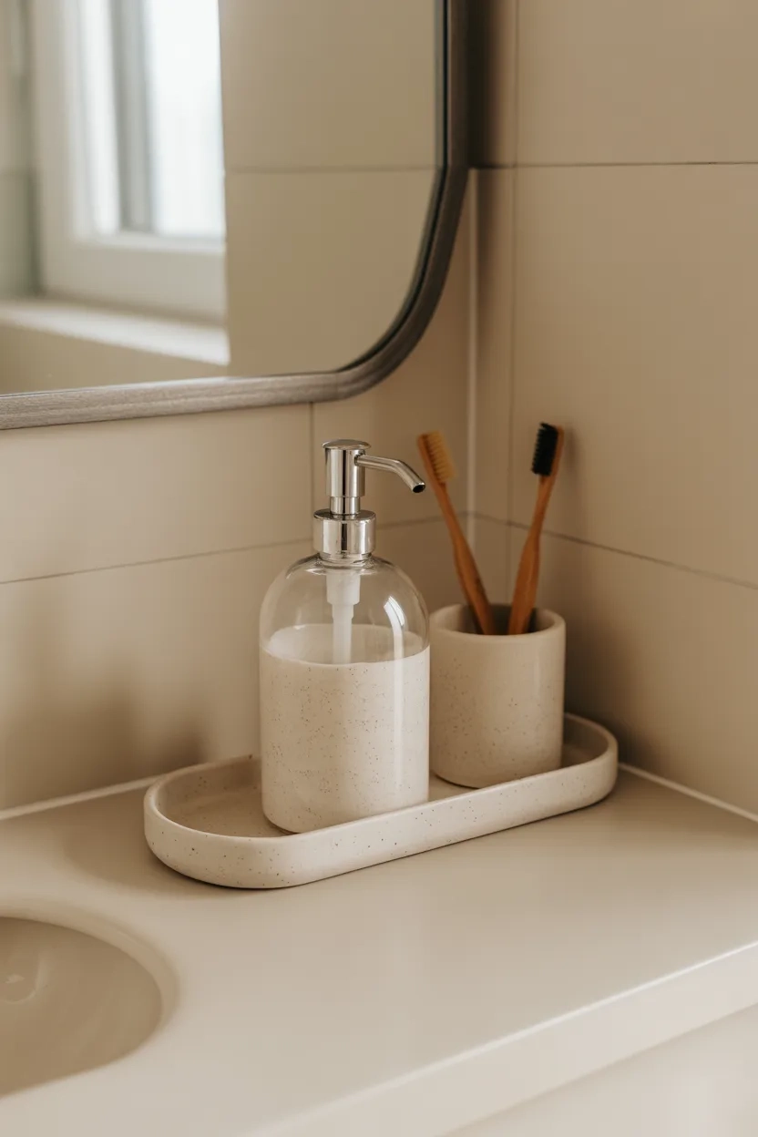 Apartment Bathroom Decor Ideas showing how everyday items can be elevated for a polished look