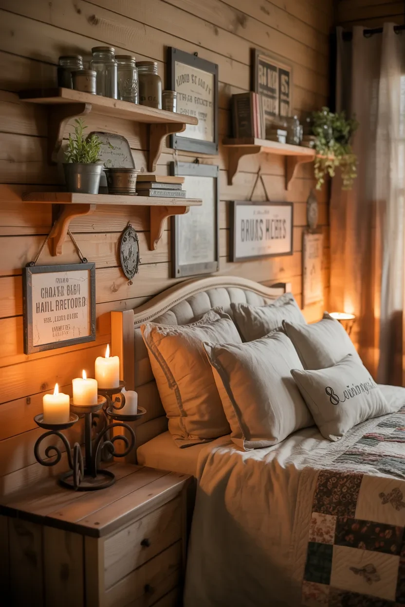 Country bedroom ideas with rustic accents and decorative elements