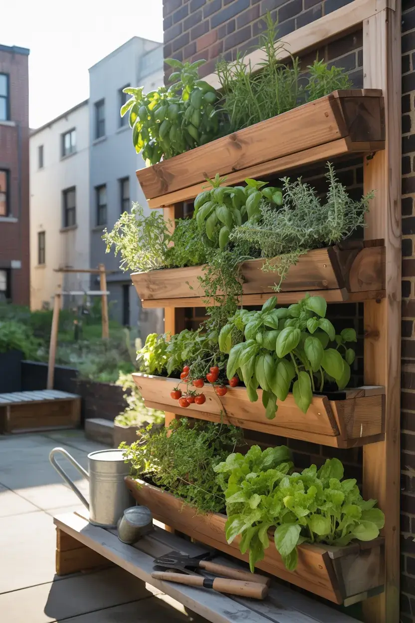 DIY Elevated Garden Bed Plans vertical wall garden bed with herbs and vegetables