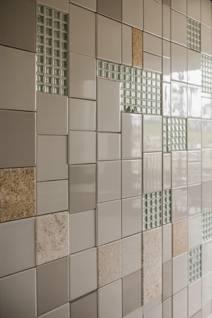 Kitchen Wall Tile Ideas combining mixed tile materials for a unique and stylish kitchen wall