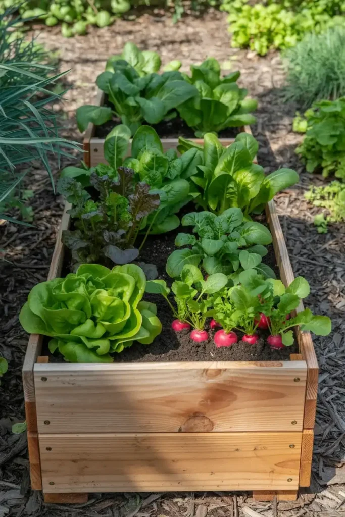 DIY Cedar Planter Box growing fresh vegetables