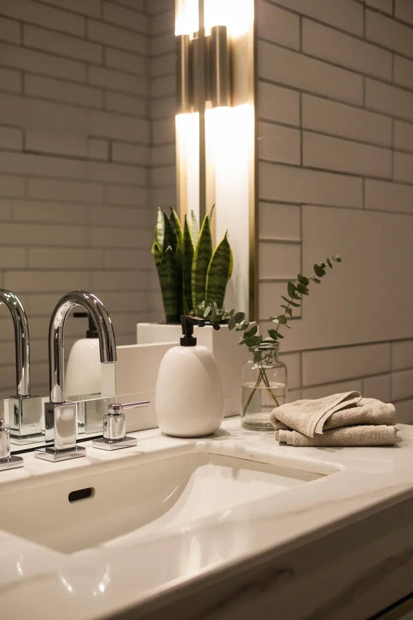 Small Bathroom Ideas with minimal decor creating clean and uncluttered space