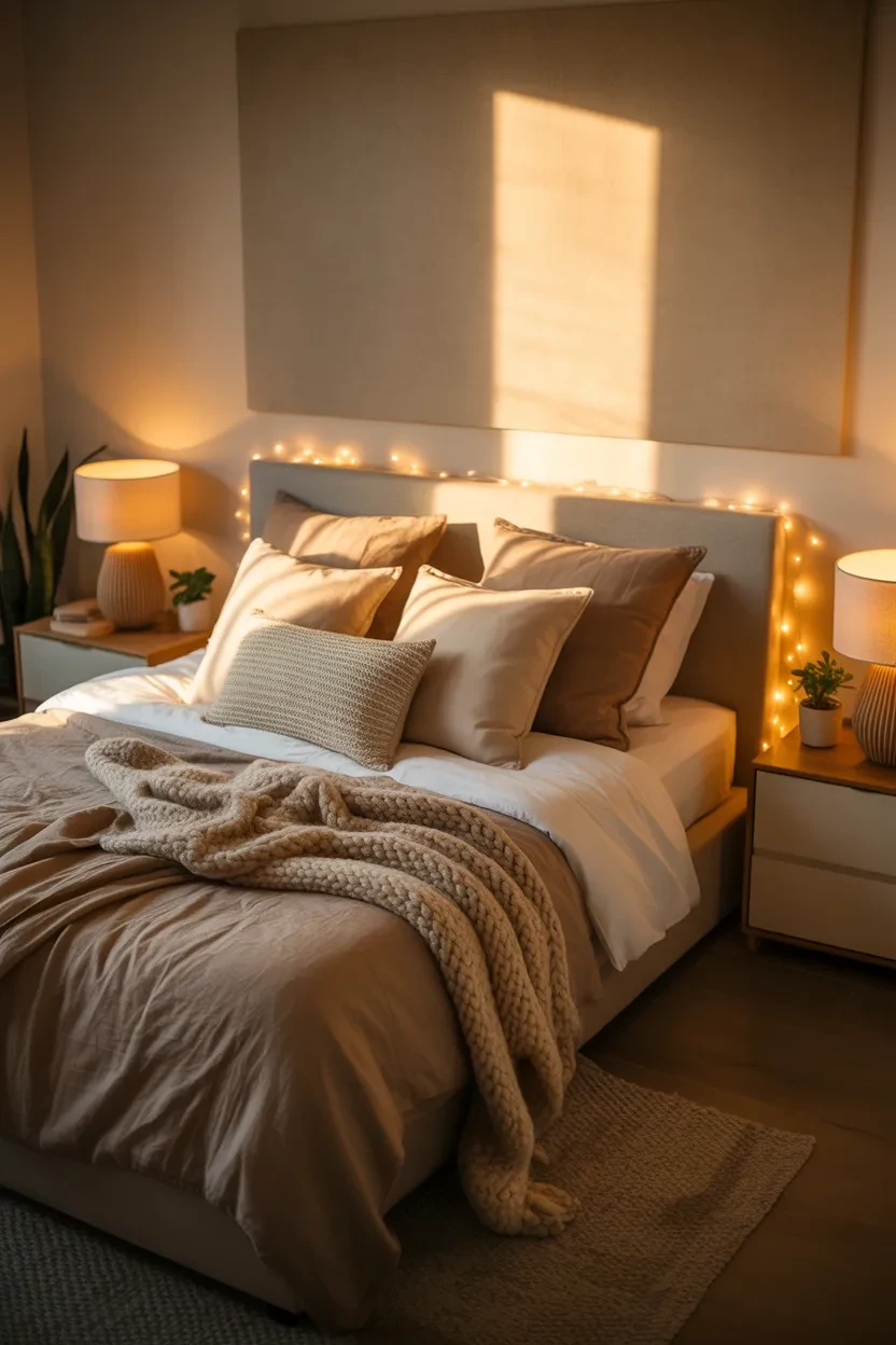 Budget Home Decor Ideas with cozy lighting upgrades for a warm inviting home