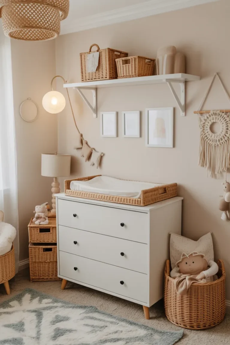 DIY IKEA Dresser Hacks transformed into a nursery changing station
