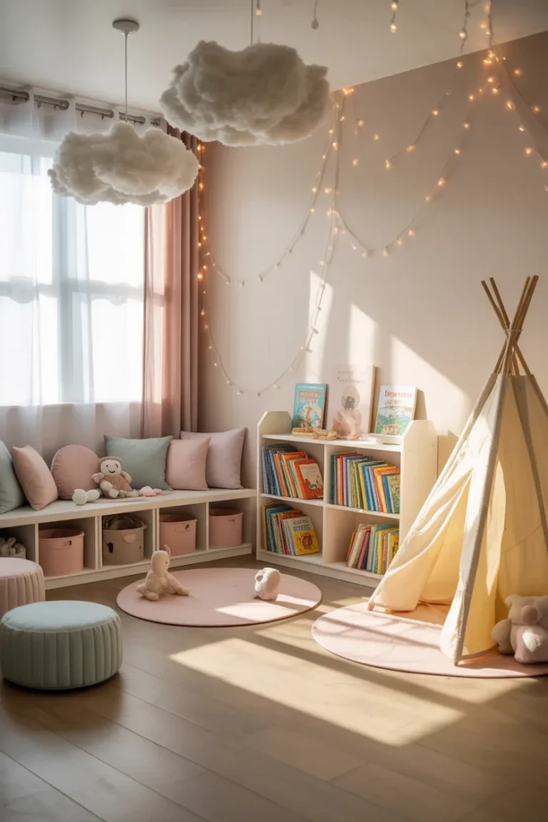 IKEA Kids Playroom Ideas with fun and cozy lighting decor