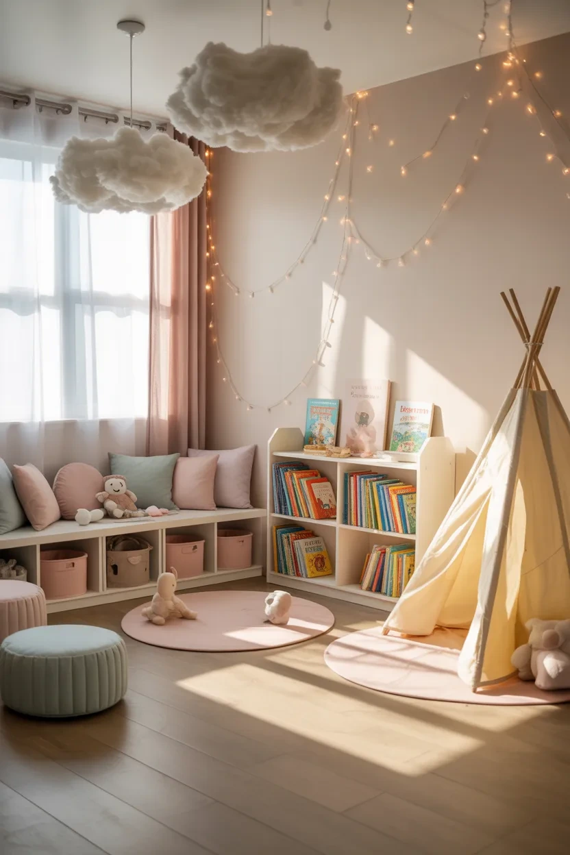 IKEA Kids Playroom Ideas with fun and cozy lighting decor