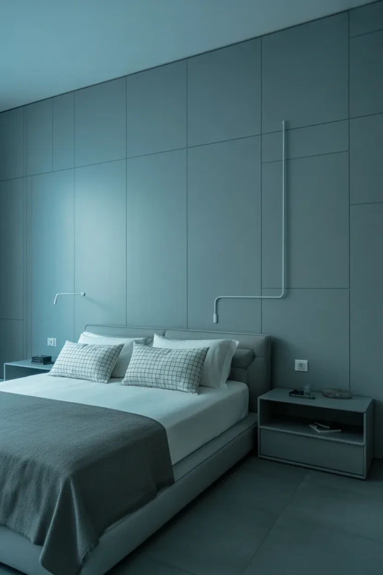 Minimalist style from Blue Bedroom Ideas featuring clean lines and modern blue tones