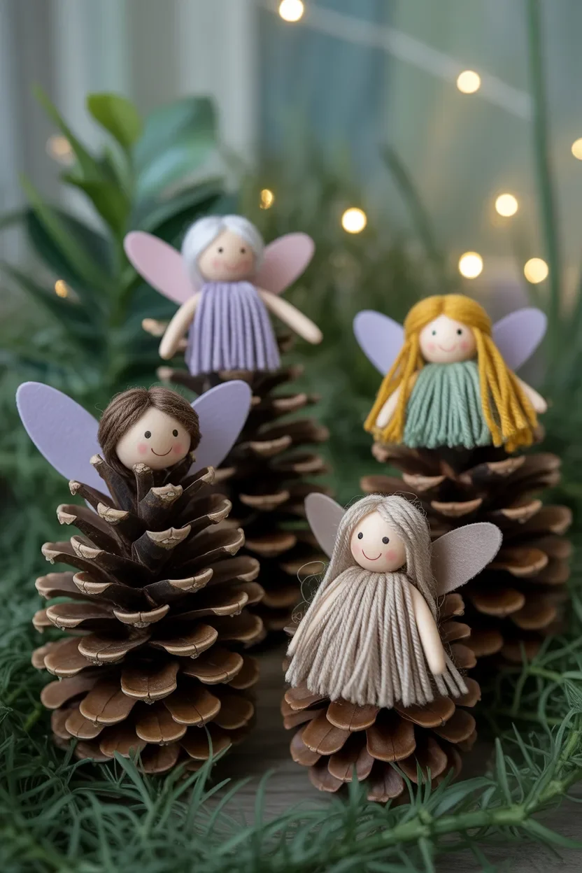 Pine Cone Crafts fairy decorations for magical kids room decor