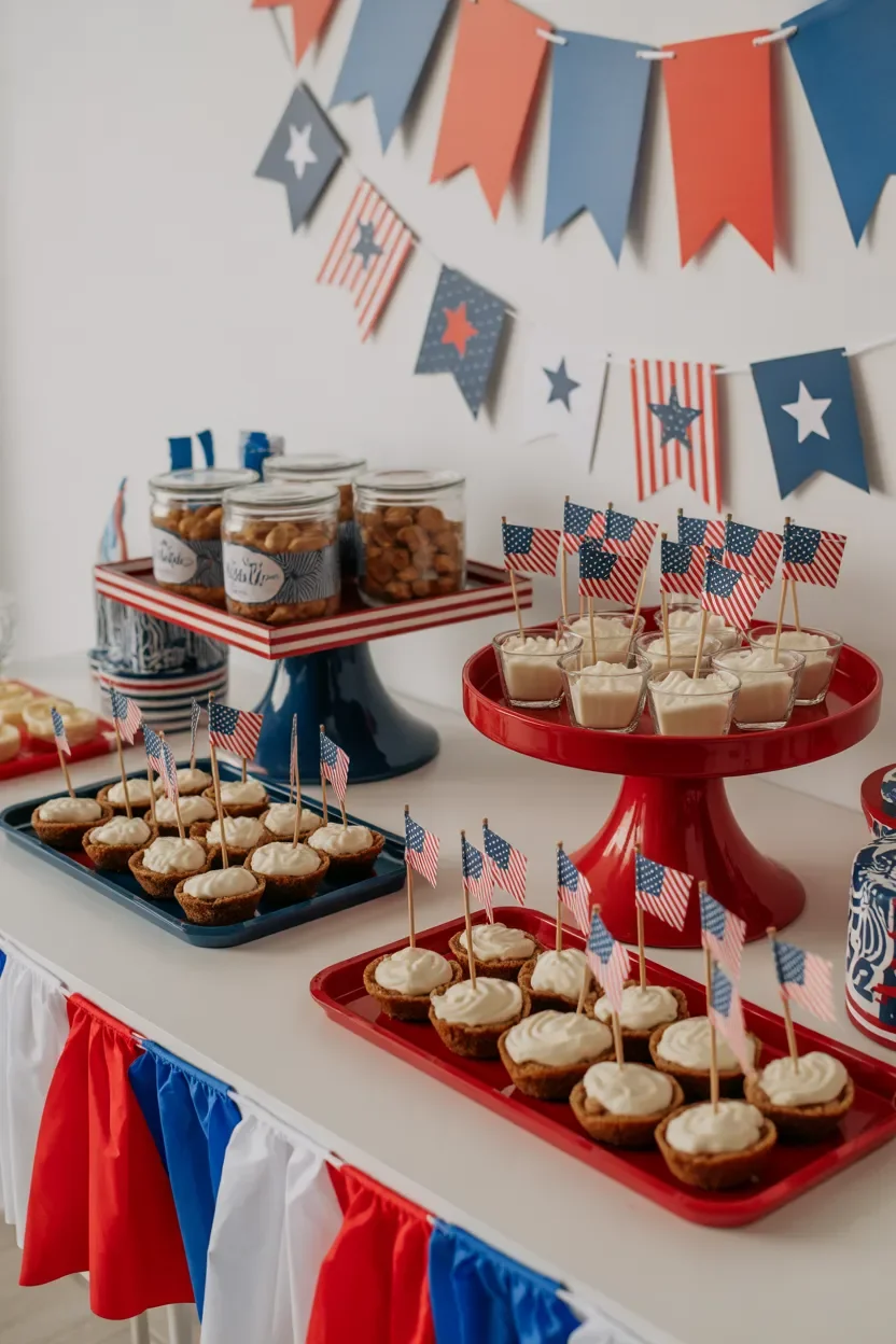 patriotic snack station decor for 4th of July Decorations Ideas with organized party table