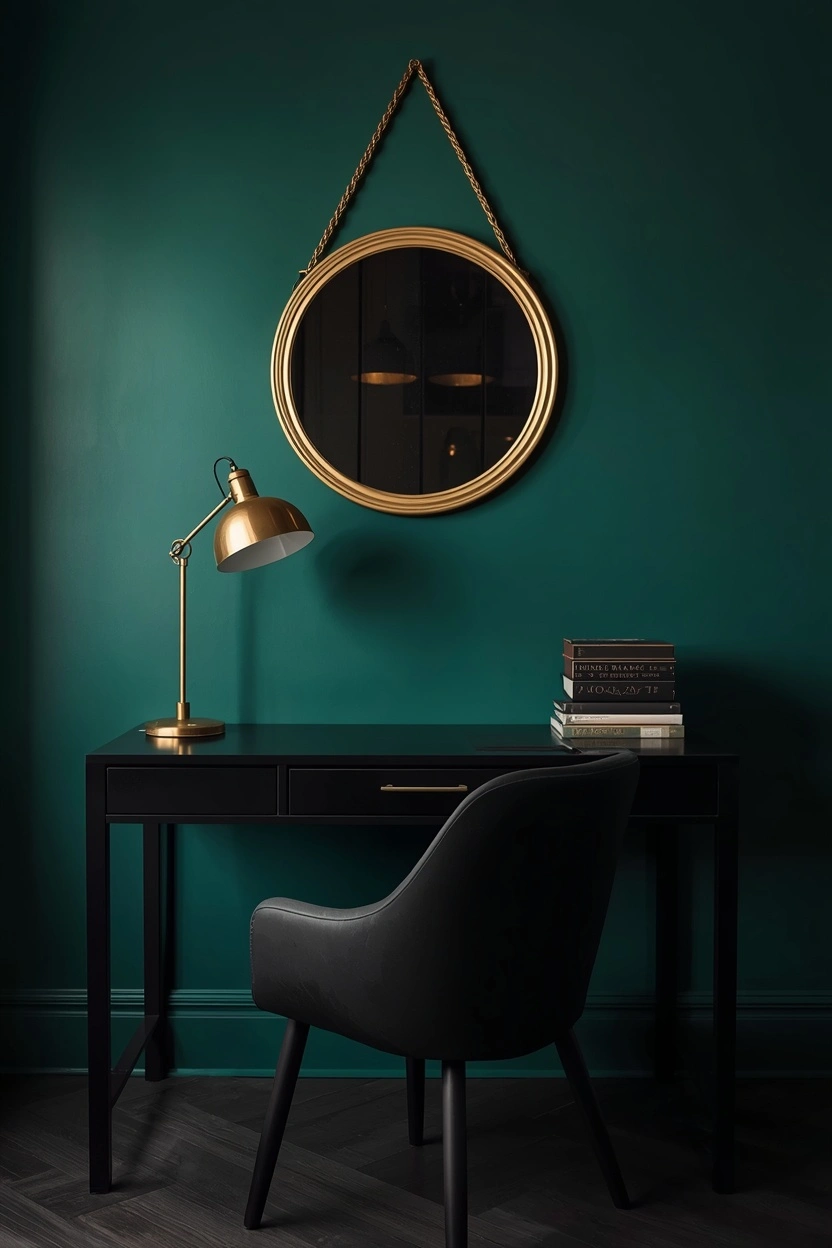 Bold accent wall Electric Desk Design Ideas for a dramatic home office